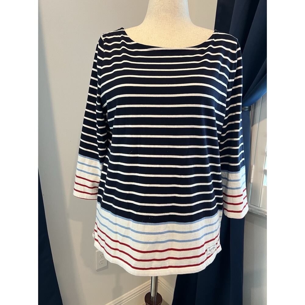 TALBOTS Top Womens Large Red White & Blue‎ Striped Colorblock Nautical Timeless